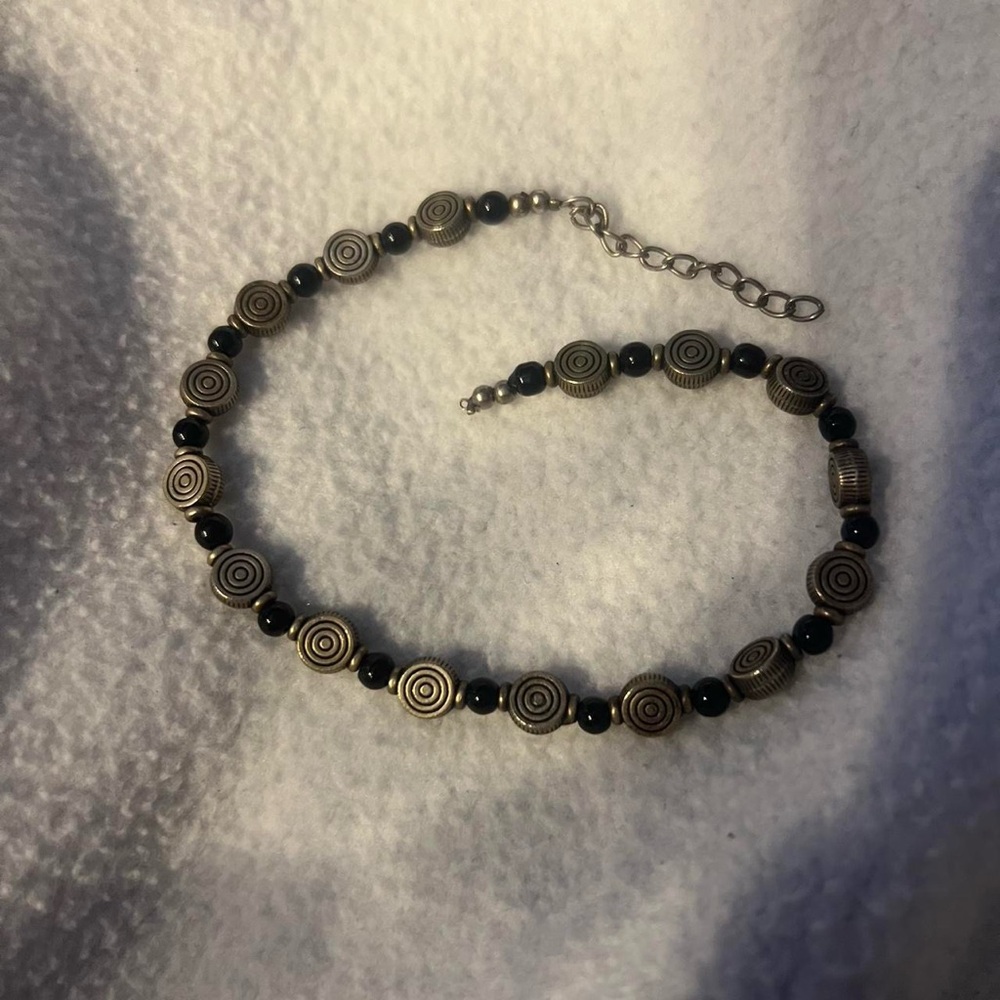 Elegant Black and silver beaded bracelet/anklet